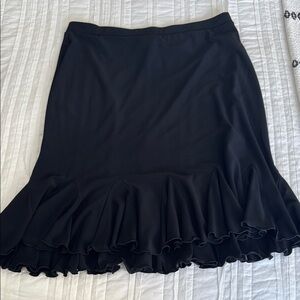 White House Black Market Black Trumpet Skirt with Ruffled Hem